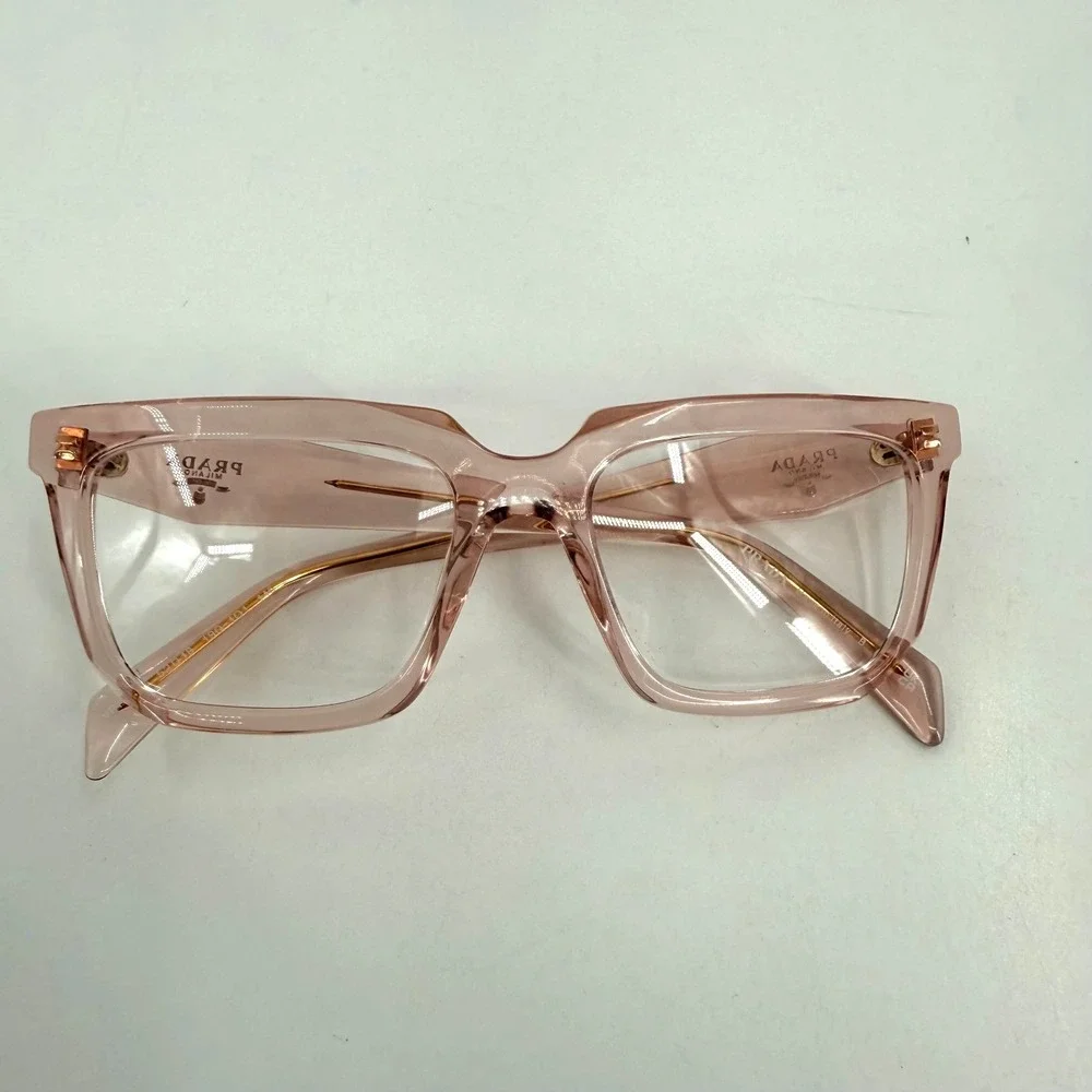 Prada Transparent Peach Pink Acetate Frame Eyeglasses PR AY19 19Q-101